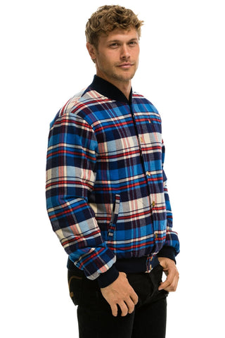 PLAID UNISEX VARSITY JACKET - PATRIOT PLAID Unisex Outerwear Aviator Nation