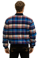 PLAID UNISEX VARSITY JACKET - PATRIOT PLAID Unisex Outerwear Aviator Nation