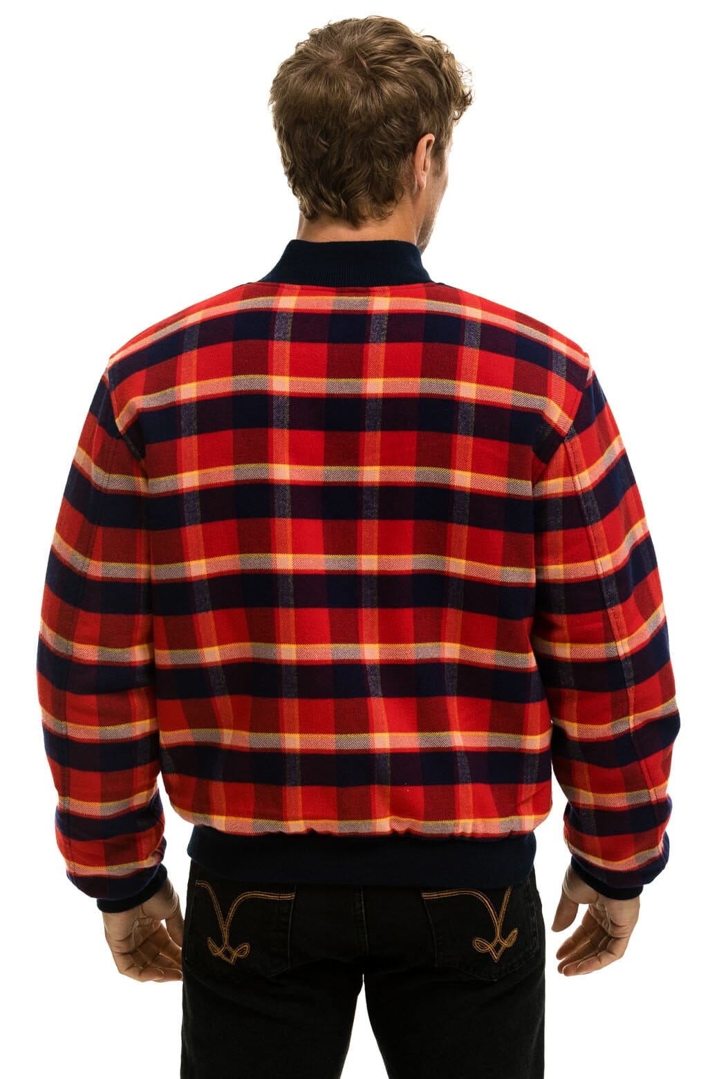 PLAID UNISEX VARSITY JACKET - RUGBY PLAID Unisex Outerwear Aviator Nation