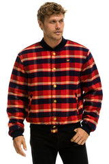 PLAID UNISEX VARSITY JACKET - RUGBY PLAID Unisex Outerwear Aviator Nation