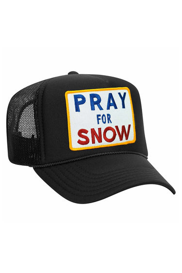 PRAY FOR SNOW VINTAGE TRUCKER HAT HATS Aviator Nation BLACK
