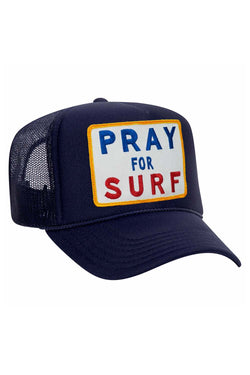 PRAY FOR SURF VINTAGE TRUCKER HAT HATS Aviator Nation OS NAVY