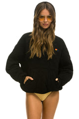 QUILTED RELAXED PULLOVER HOODIE - BLACK Hoodie Aviator Nation