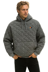 QUILTED RELAXED PULLOVER HOODIE - HEATHER GREY Hoodie Aviator Nation