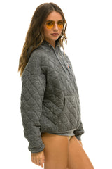 QUILTED RELAXED PULLOVER HOODIE - HEATHER GREY Hoodie Aviator Nation