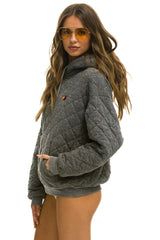 QUILTED RELAXED PULLOVER HOODIE - HEATHER GREY Hoodie Aviator Nation