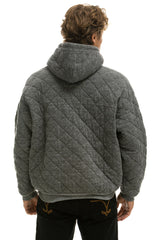 QUILTED RELAXED PULLOVER HOODIE - HEATHER GREY Hoodie Aviator Nation