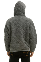 QUILTED RELAXED PULLOVER HOODIE - HEATHER GREY Hoodie Aviator Nation