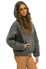 QUILTED RELAXED PULLOVER HOODIE - HEATHER GREY Hoodie Aviator Nation