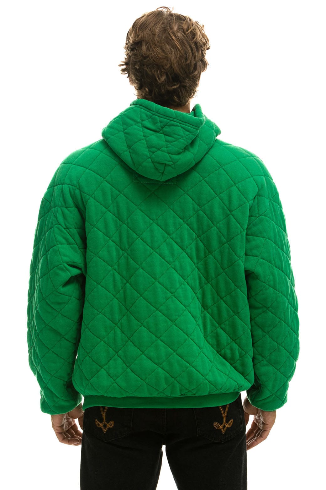 QUILTED RELAXED PULLOVER HOODIE - KELLY GREEN Hoodie Aviator Nation