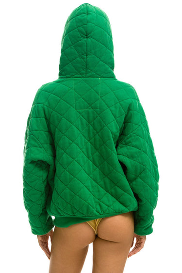 QUILTED RELAXED PULLOVER HOODIE - KELLY GREEN Hoodie Aviator Nation