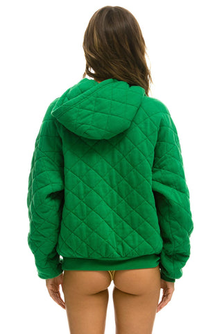 QUILTED RELAXED PULLOVER HOODIE - KELLY GREEN Hoodie Aviator Nation
