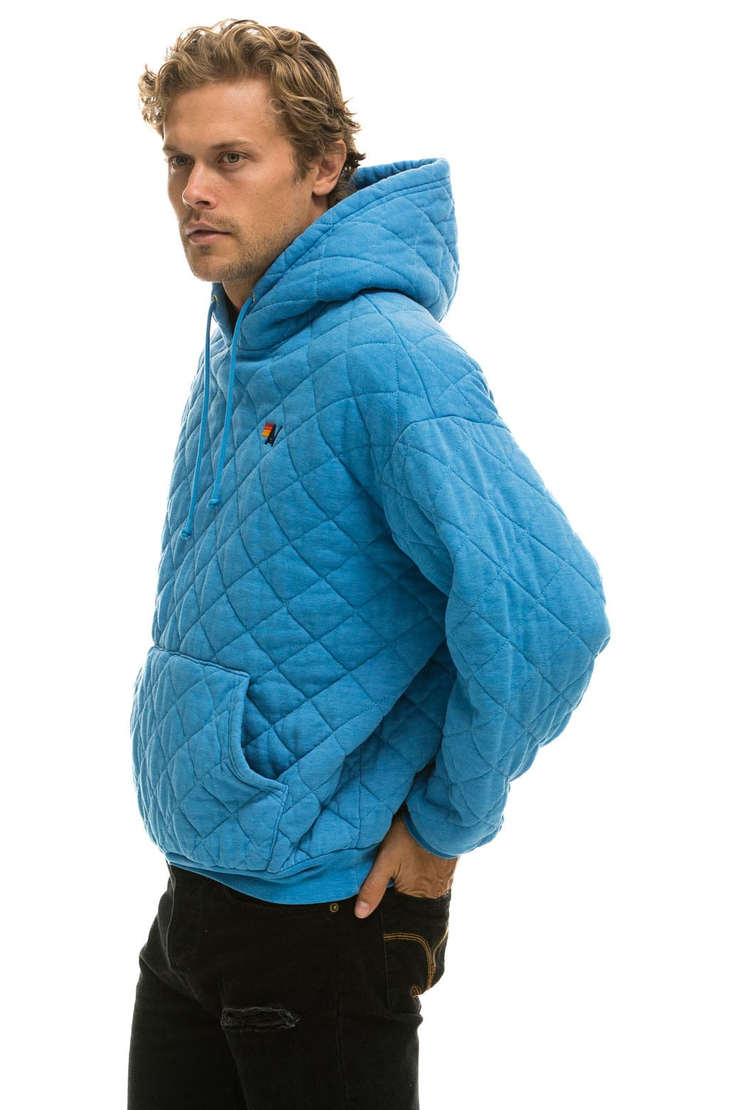 QUILTED RELAXED PULLOVER HOODIE - OCEAN Hoodie Aviator Nation
