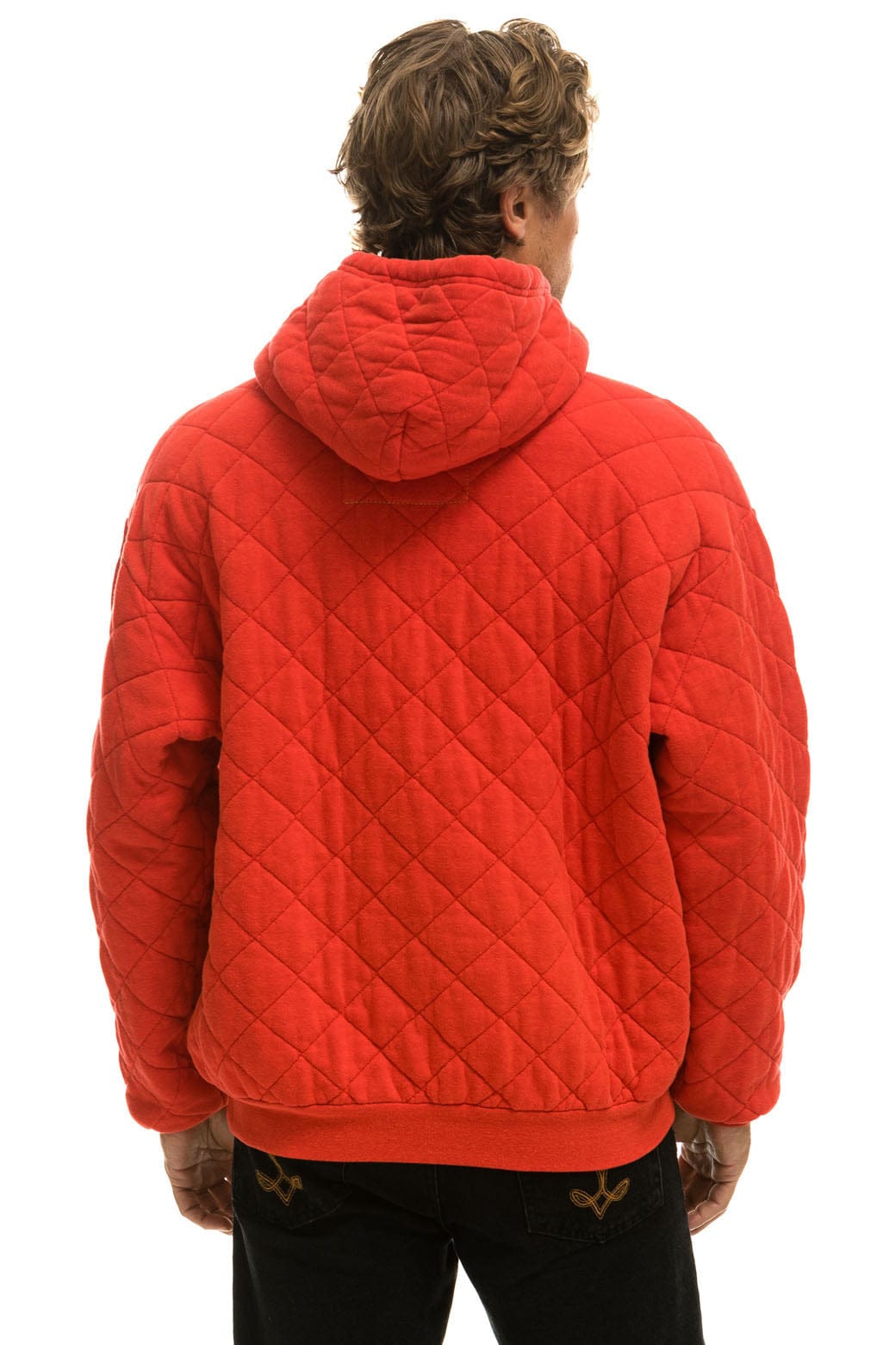 QUILTED RELAXED PULLOVER HOODIE - RED Hoodie Aviator Nation