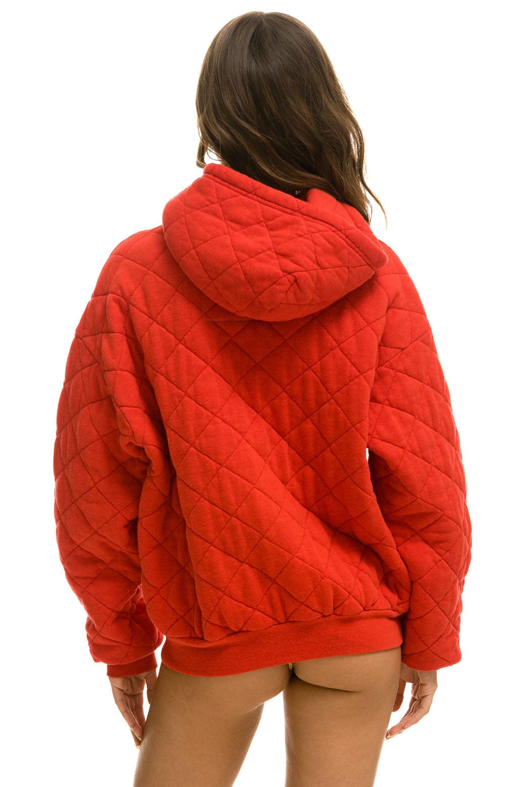 QUILTED RELAXED PULLOVER HOODIE - RED Hoodie Aviator Nation