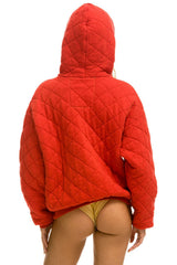 QUILTED RELAXED PULLOVER HOODIE - RED Hoodie Aviator Nation