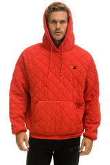 QUILTED RELAXED PULLOVER HOODIE - RED Hoodie Aviator Nation