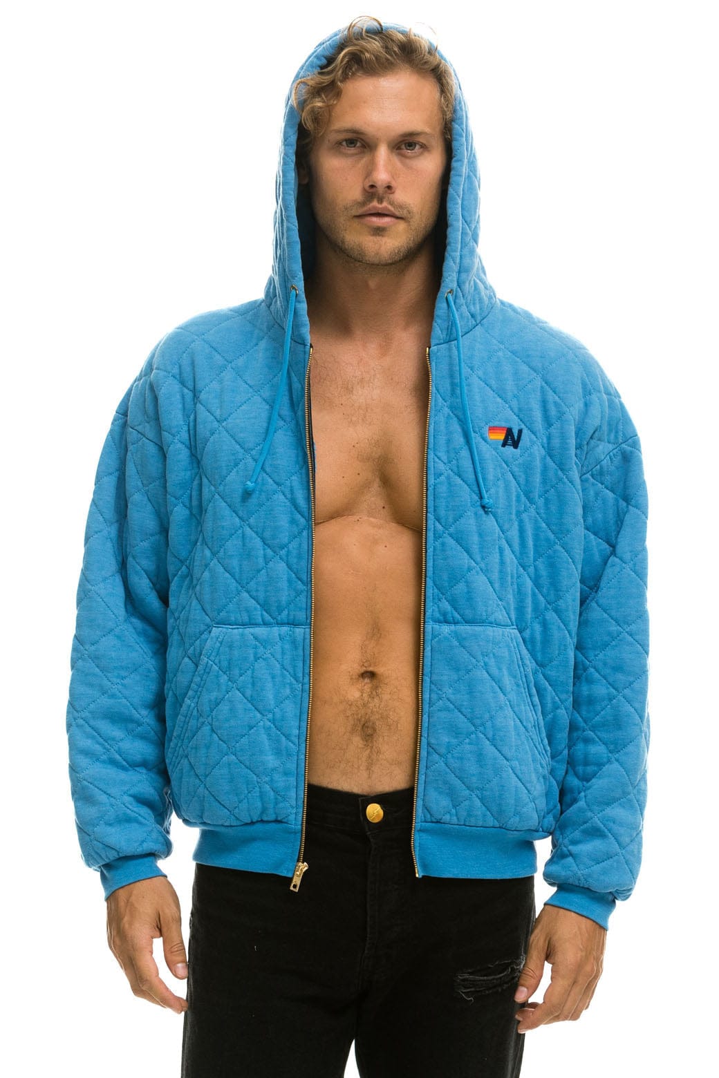 QUILTED ZIP HOODIE RELAXED - OCEAN Hoodie Aviator Nation