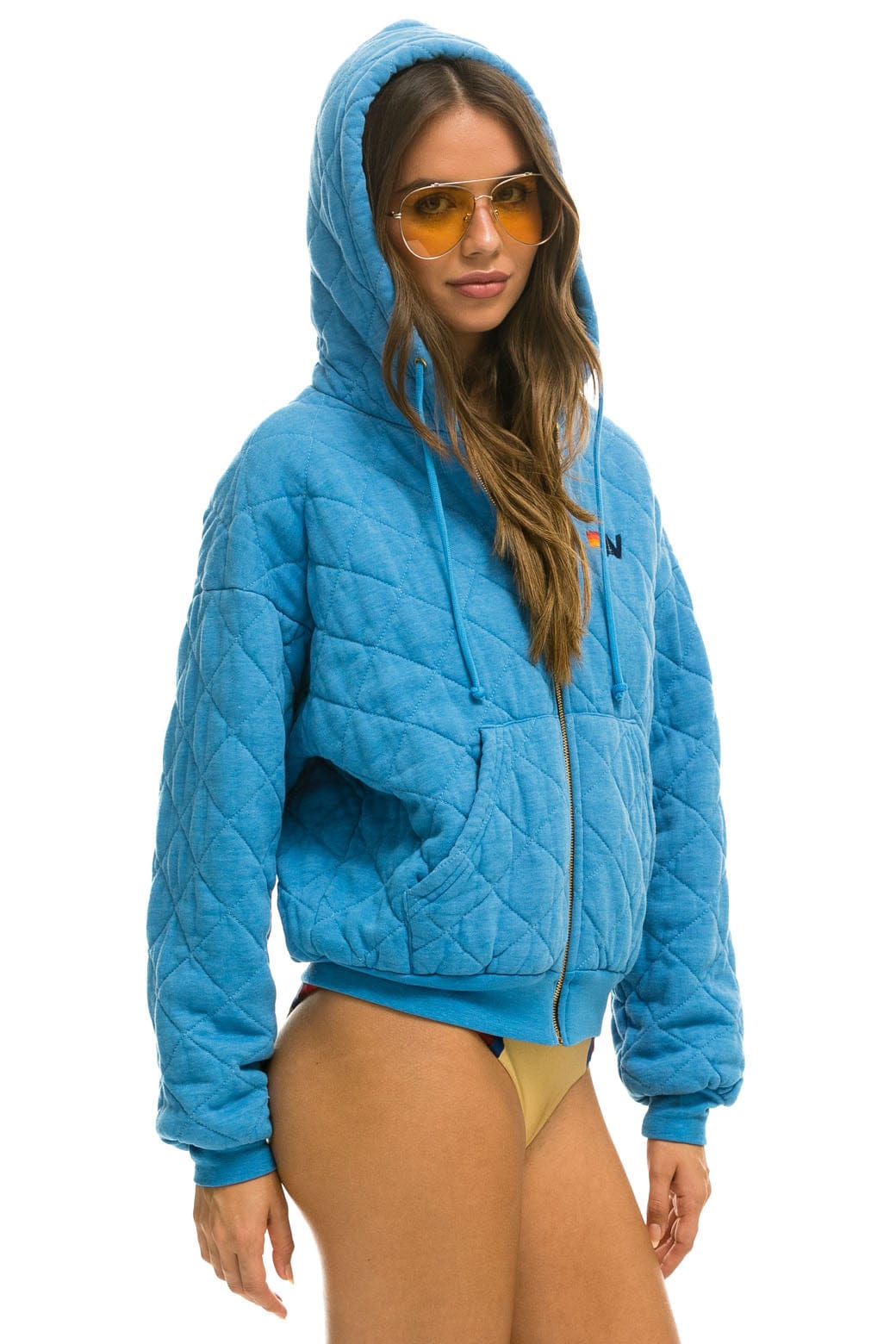 QUILTED ZIP HOODIE RELAXED - OCEAN Hoodie Aviator Nation