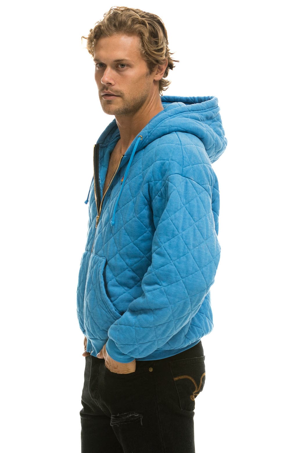 QUILTED ZIP HOODIE RELAXED - OCEAN Hoodie Aviator Nation