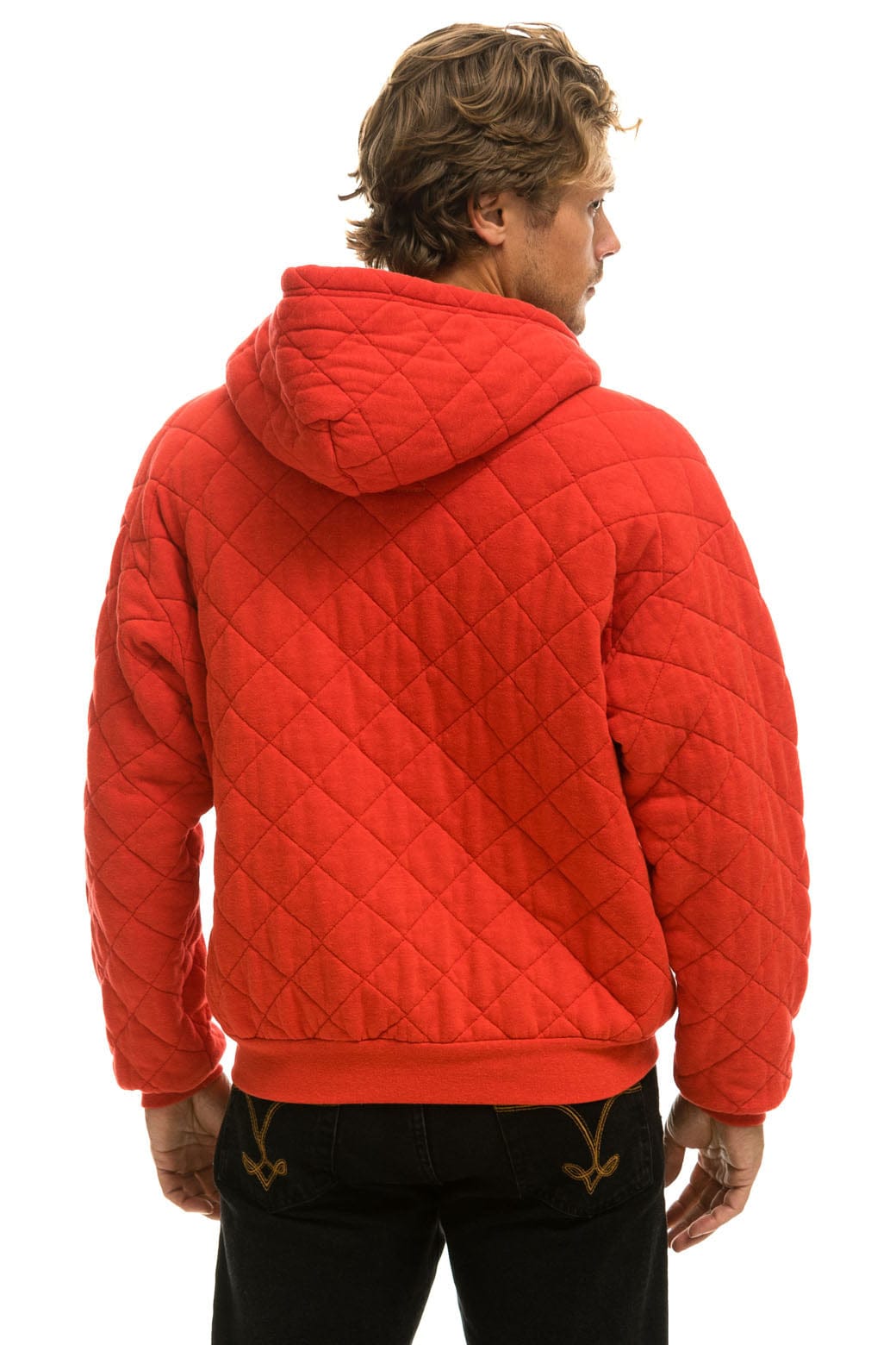 QUILTED ZIP HOODIE RELAXED - RED Hoodie Aviator Nation