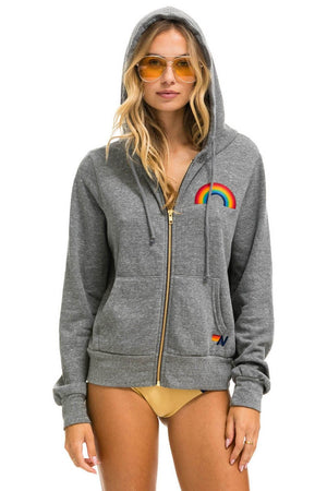 RAINBOW EMBROIDERY HOODIE - HEATHER GREY