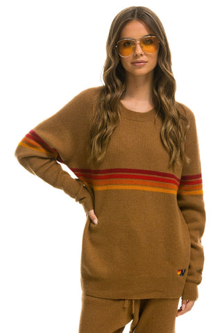 RAINBOW STRIPE 4 UNISEX CASHMERE SWEATER - BUTTERSCOTCH Sweatshirt Aviator Nation