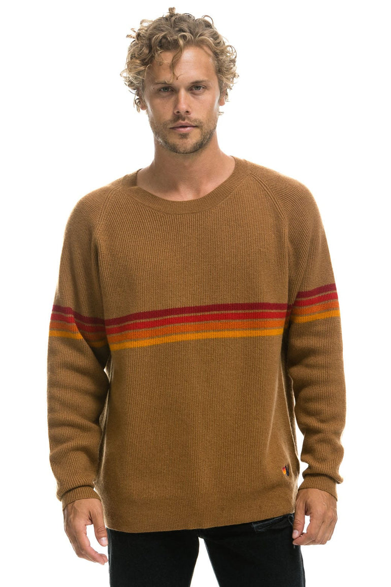 RAINBOW STRIPE 4 UNISEX CASHMERE SWEATER - BUTTERSCOTCH Sweatshirt Aviator Nation