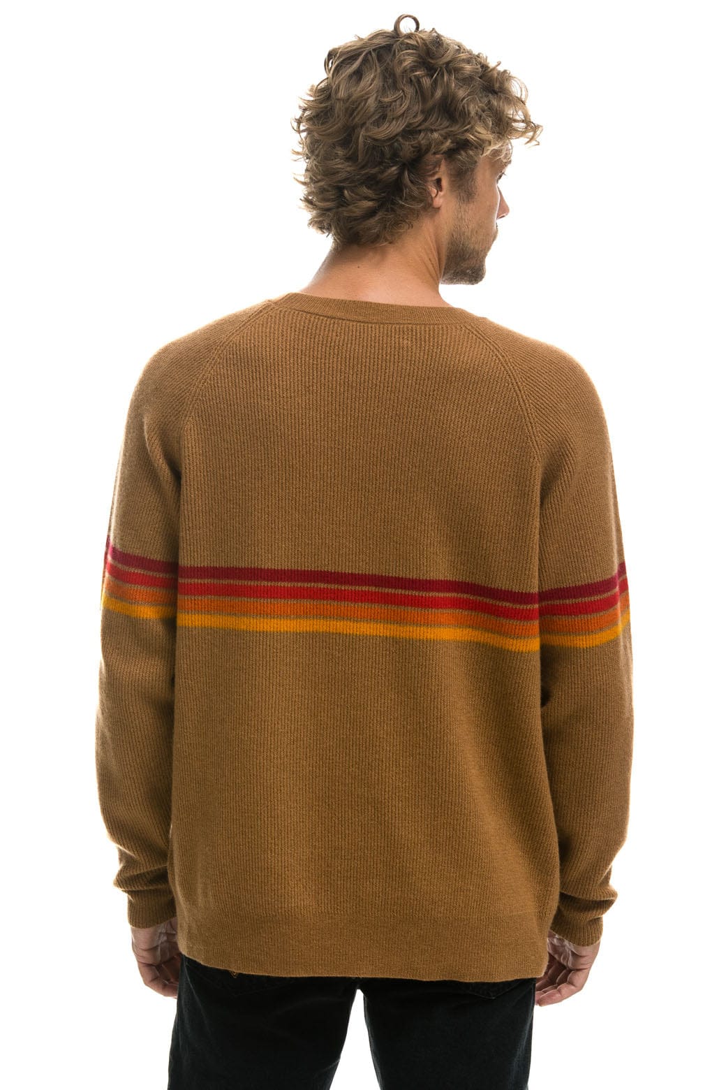 RAINBOW STRIPE 4 UNISEX CASHMERE SWEATER - BUTTERSCOTCH Sweatshirt Aviator Nation