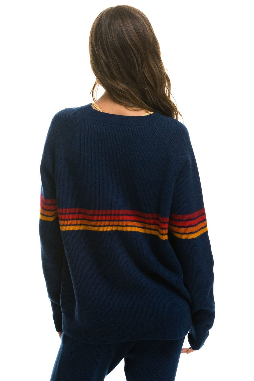 RAINBOW STRIPE 4 UNISEX CASHMERE SWEATER - MIDNIGHT Sweatshirt Aviator Nation