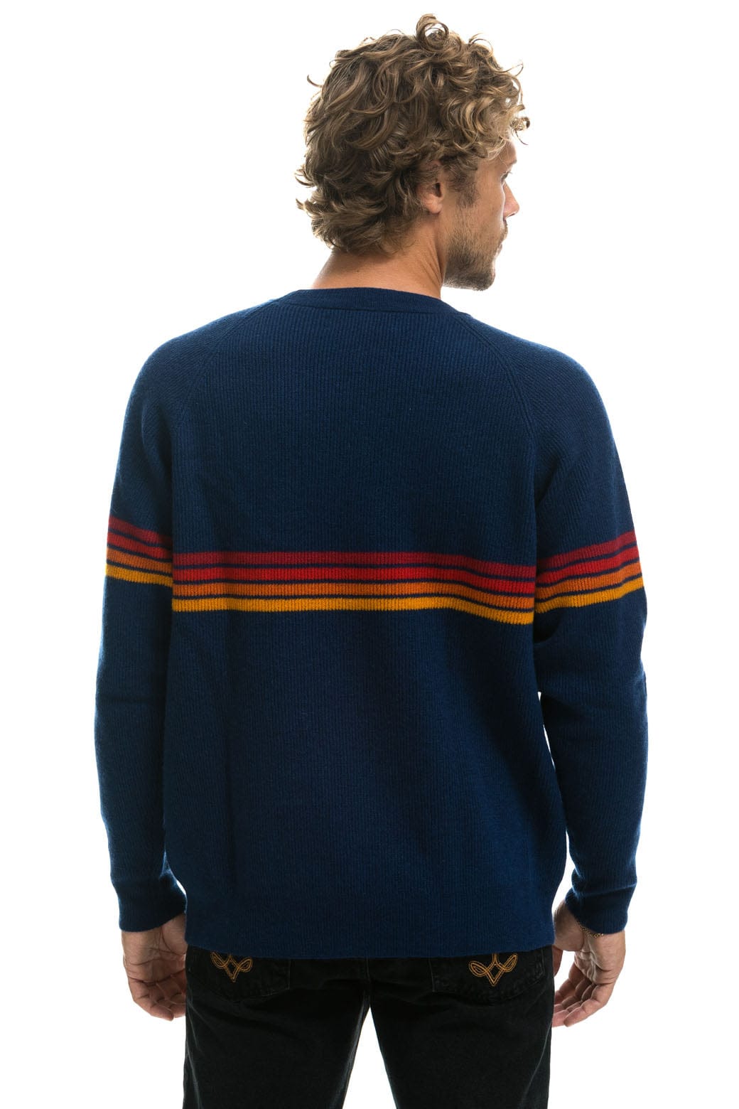 RAINBOW STRIPE 4 UNISEX CASHMERE SWEATER - MIDNIGHT Sweatshirt Aviator Nation