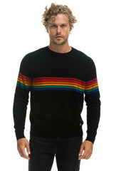 RAINBOW STRIPE 6 UNISEX CASHMERE SWEATER - BLACK Sweatshirt Aviator Nation