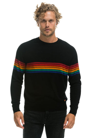 RAINBOW STRIPE 6 UNISEX CASHMERE SWEATER - BLACK Sweatshirt Aviator Nation