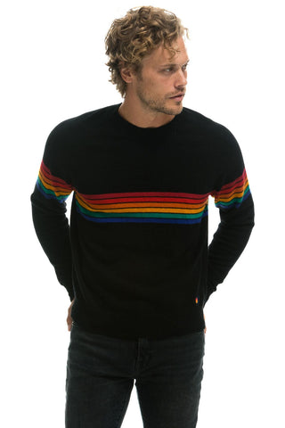 RAINBOW STRIPE 6 UNISEX CASHMERE SWEATER - BLACK Sweatshirt Aviator Nation