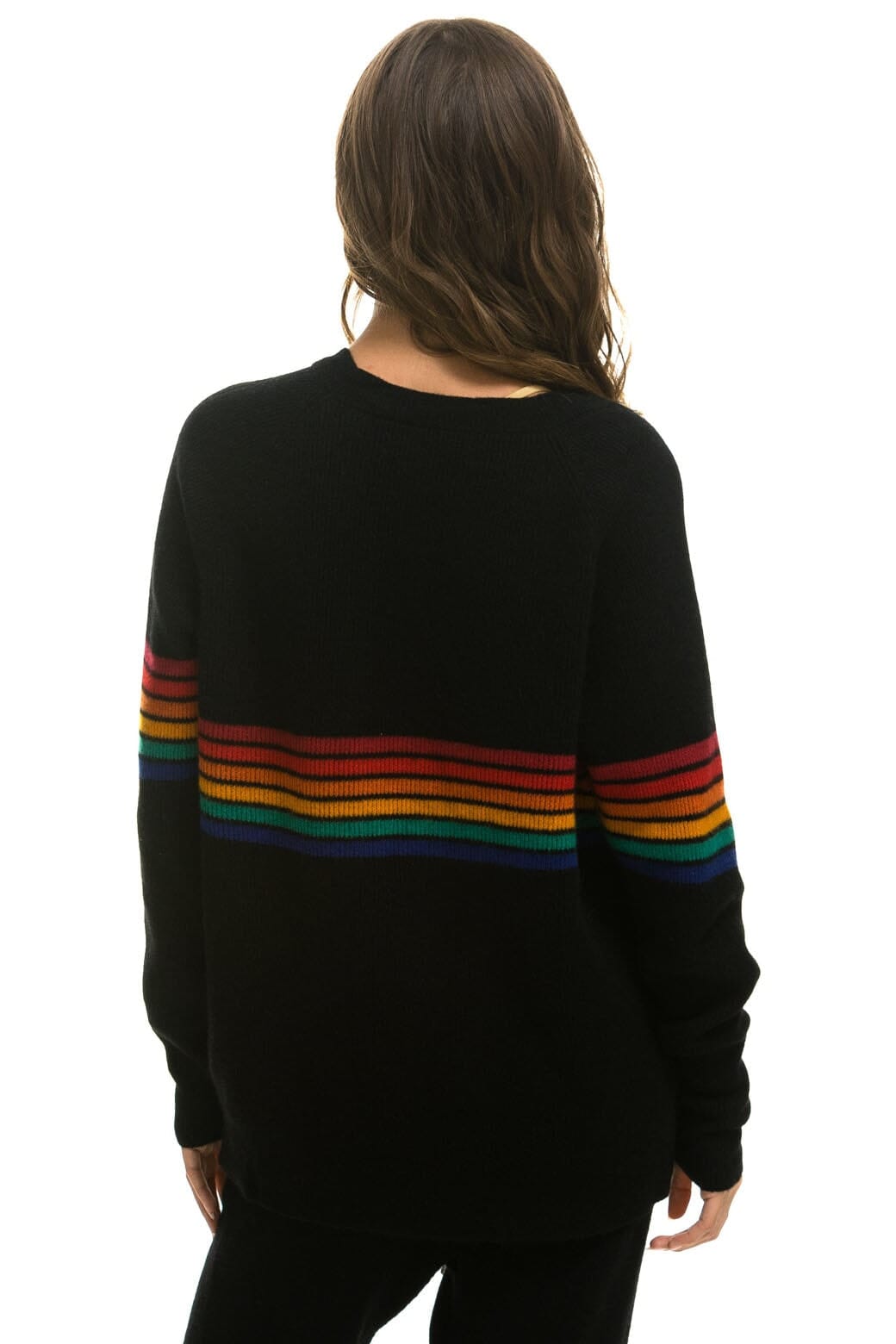 RAINBOW STRIPE 6 UNISEX CASHMERE SWEATER - BLACK Sweatshirt Aviator Nation