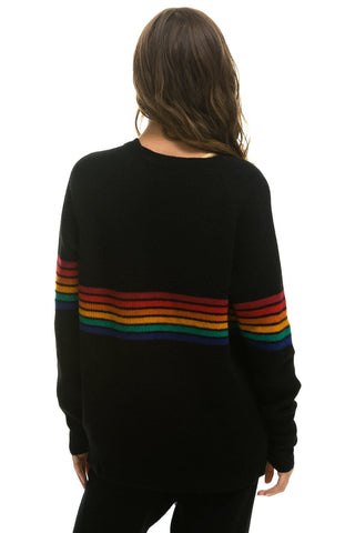 RAINBOW STRIPE 6 UNISEX CASHMERE SWEATER - BLACK Sweatshirt Aviator Nation
