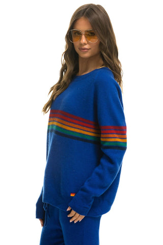 RAINBOW STRIPE 6 UNISEX CASHMERE SWEATER - LAPIS Sweatshirt Aviator Nation