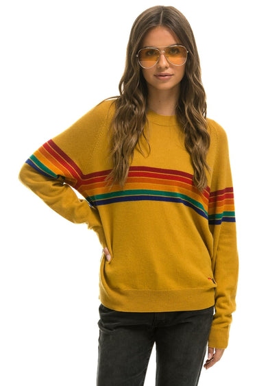 RAINBOW STRIPE 6 UNISEX LIGHT CASHMERE SWEATER - HARVEST Sweatshirt Aviator Nation