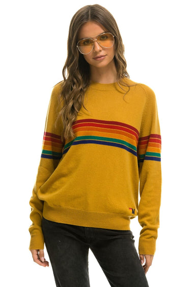 RAINBOW STRIPE 6 UNISEX LIGHT CASHMERE SWEATER - HARVEST Sweatshirt Aviator Nation