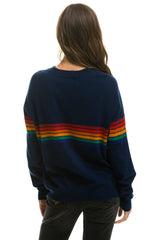RAINBOW STRIPE 6 UNISEX LIGHT CASHMERE SWEATER - MIDNIGHT Sweatshirt Aviator Nation