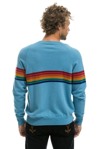 RAINBOW STRIPE 6 UNISEX LIGHT CASHMERE SWEATER - OCEAN Sweatshirt Aviator Nation
