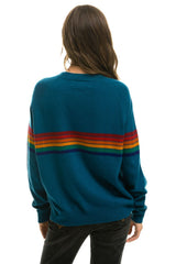 RAINBOW STRIPE 6 UNISEX LIGHT CASHMERE SWEATER - PEACOCK Sweatshirt Aviator Nation