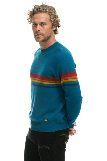 RAINBOW STRIPE 6 UNISEX LIGHT CASHMERE SWEATER - PEACOCK Sweatshirt Aviator Nation