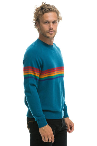 RAINBOW STRIPE 6 UNISEX LIGHT CASHMERE SWEATER - PEACOCK Sweatshirt Aviator Nation