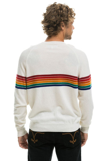 RAINBOW STRIPE 6 UNISEX LIGHT CASHMERE SWEATER - SNOW Sweatshirt Aviator Nation