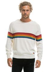 RAINBOW STRIPE 6 UNISEX LIGHT CASHMERE SWEATER - SNOW Sweatshirt Aviator Nation