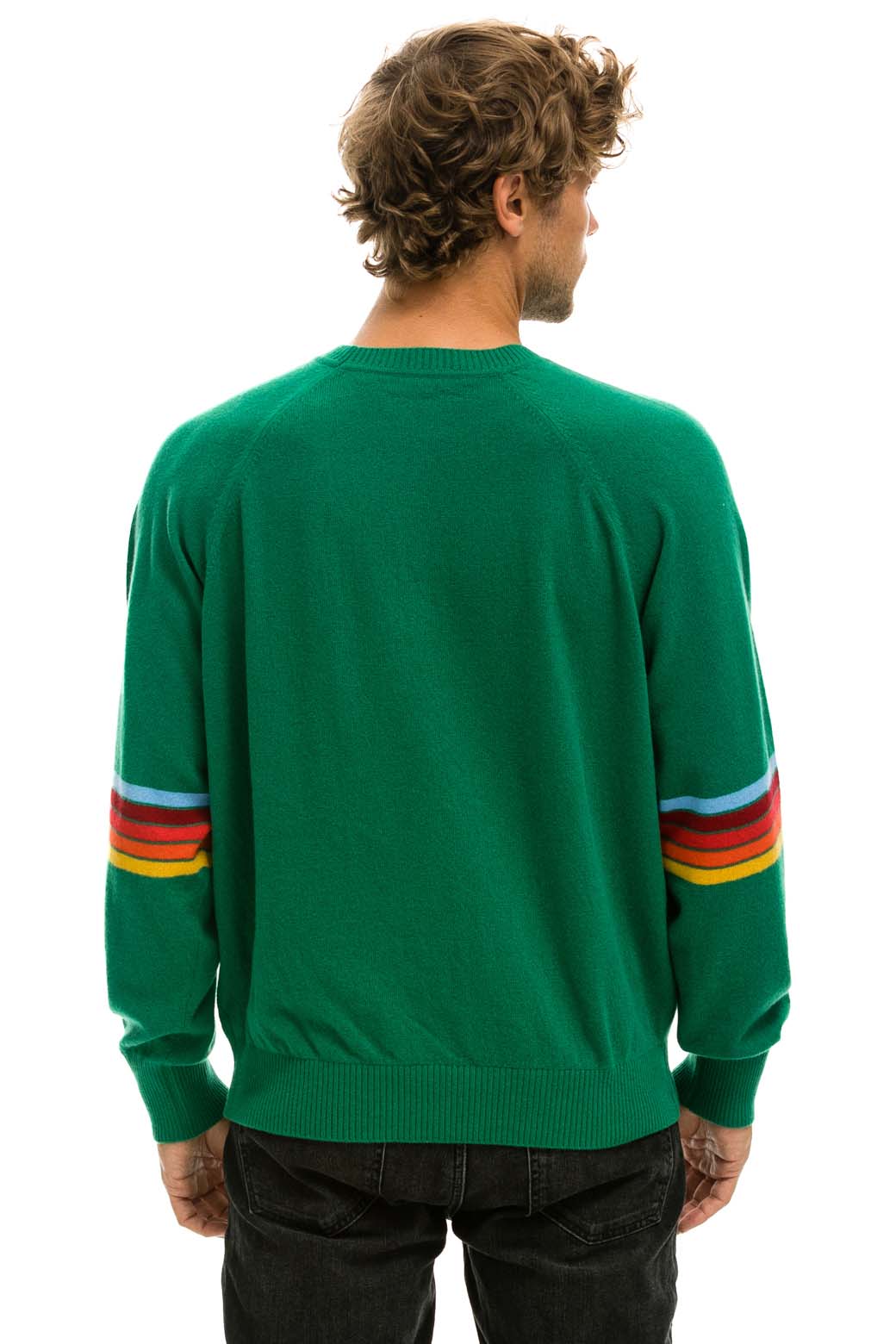 RAINBOW STRIPE SLEEVE UNISEX CASHMERE LIGHT SWEATER - AMAZON Sweatshirt Aviator Nation