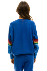 RAINBOW STRIPE SLEEVE UNISEX CASHMERE LIGHT SWEATER - VINTAGE BLUE Sweatshirt Aviator Nation