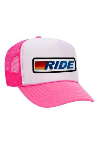 RIDE LOGO - VINTAGE LOW RISE TRUCKER HATS Aviator Nation NPNKWHTNPNKWHT