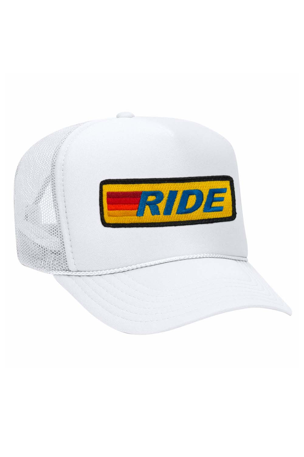 RIDE LOGO - VINTAGE LOW RISE TRUCKER HATS Aviator Nation WHTNYEL